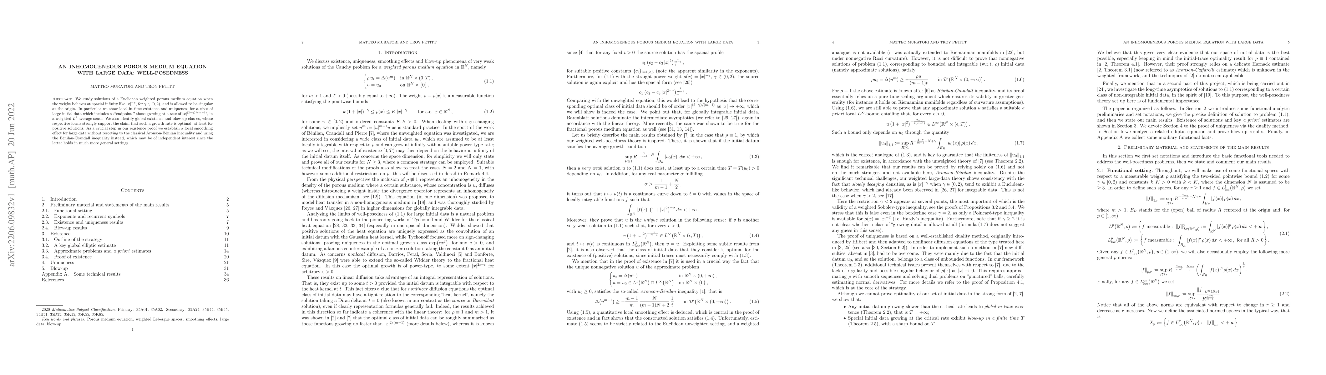 Thumbnail for An inhomogeneous porous medium equation with large data: well-posedness