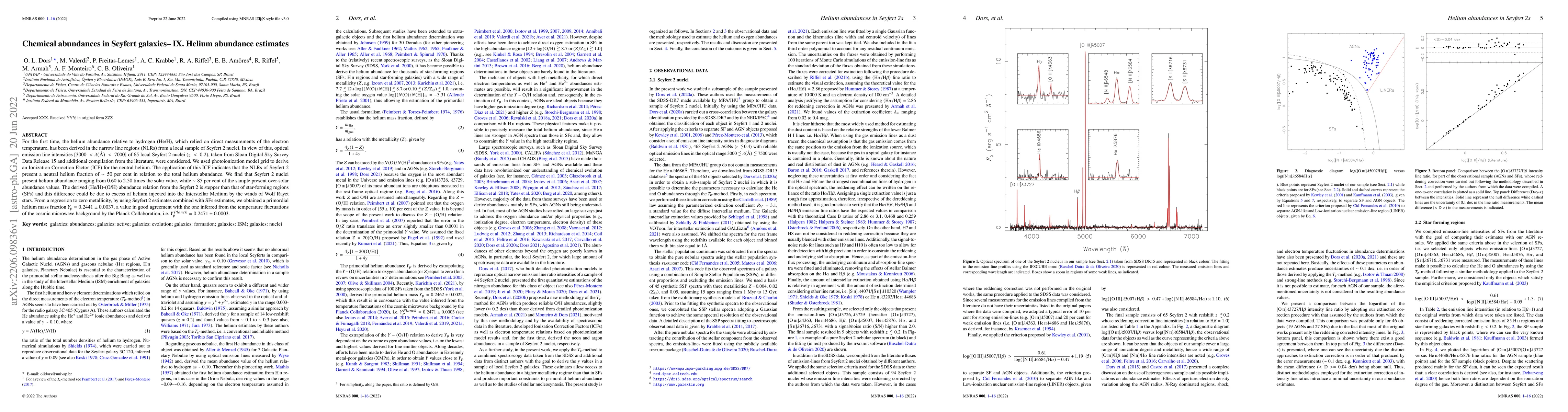 Thumbnail for Chemical abundances in Seyfert galaxies -IX. Helium abundance estimates