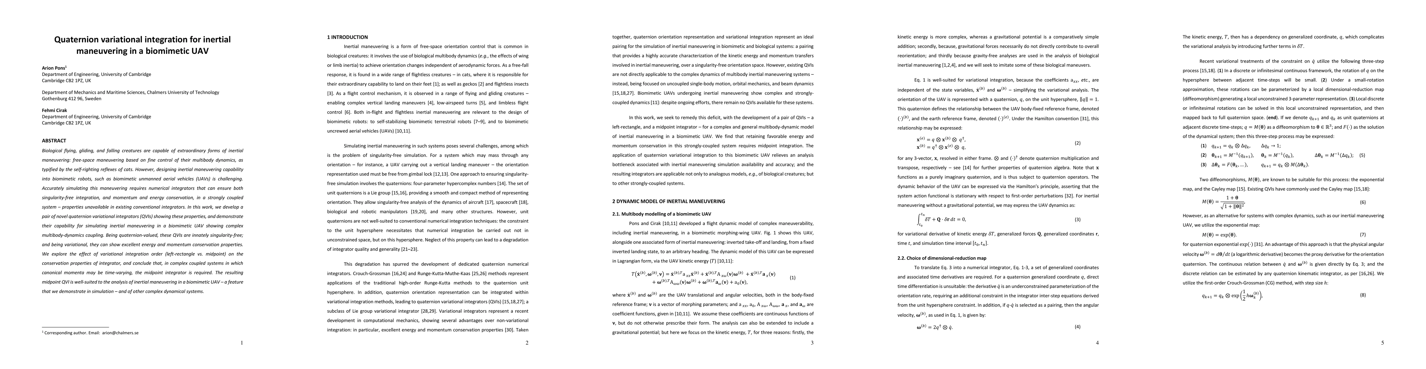 Thumbnail for Quaternion variational integration for inertial maneuvering in a
  biomimetic UAV