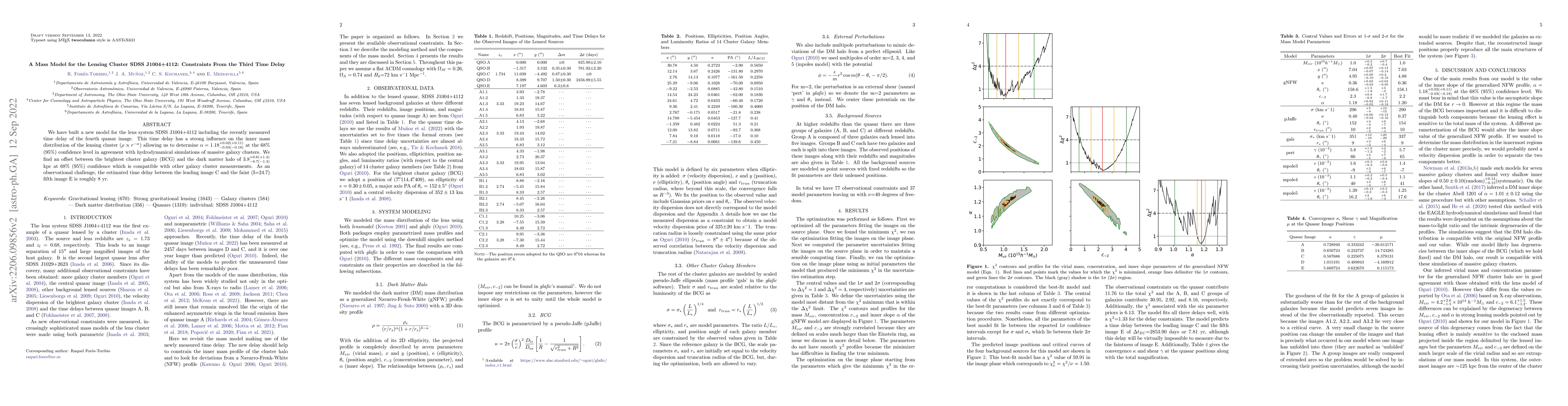 Thumbnail for A Mass Model for the Lensing Cluster SDSS J1004+4112: Constraints From
  the Third Time Delay