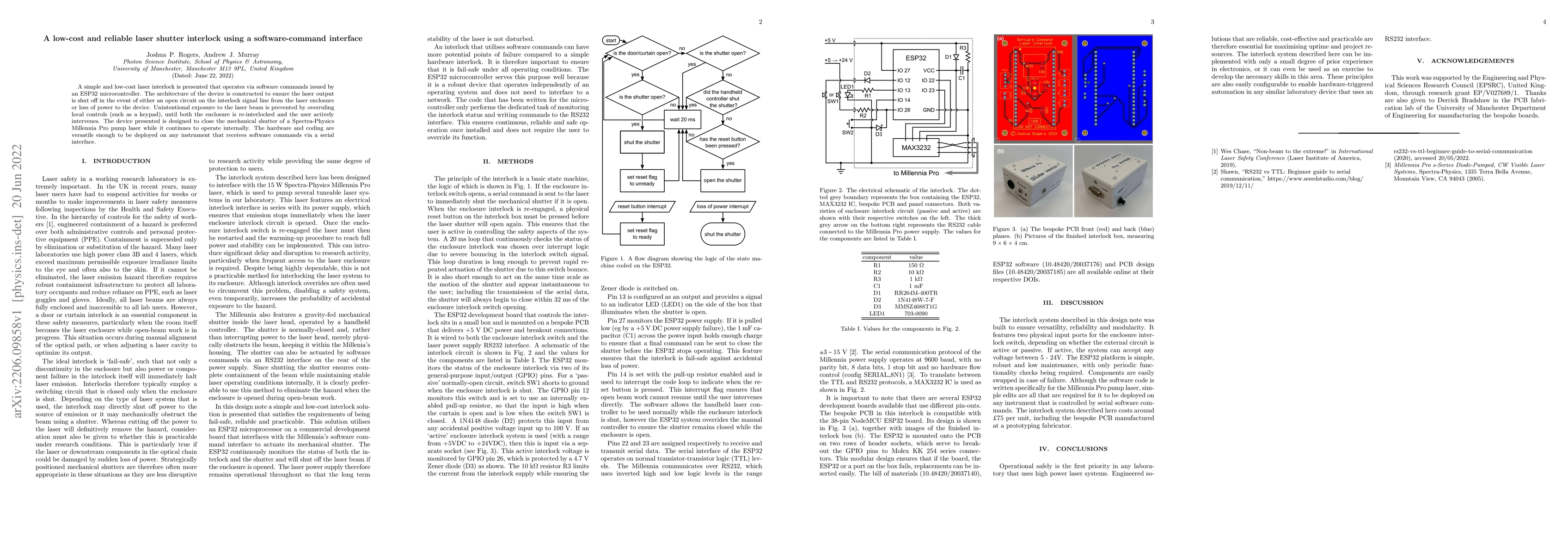 Thumbnail for A low-cost and reliable laser shutter interlock using a software-command
  interface