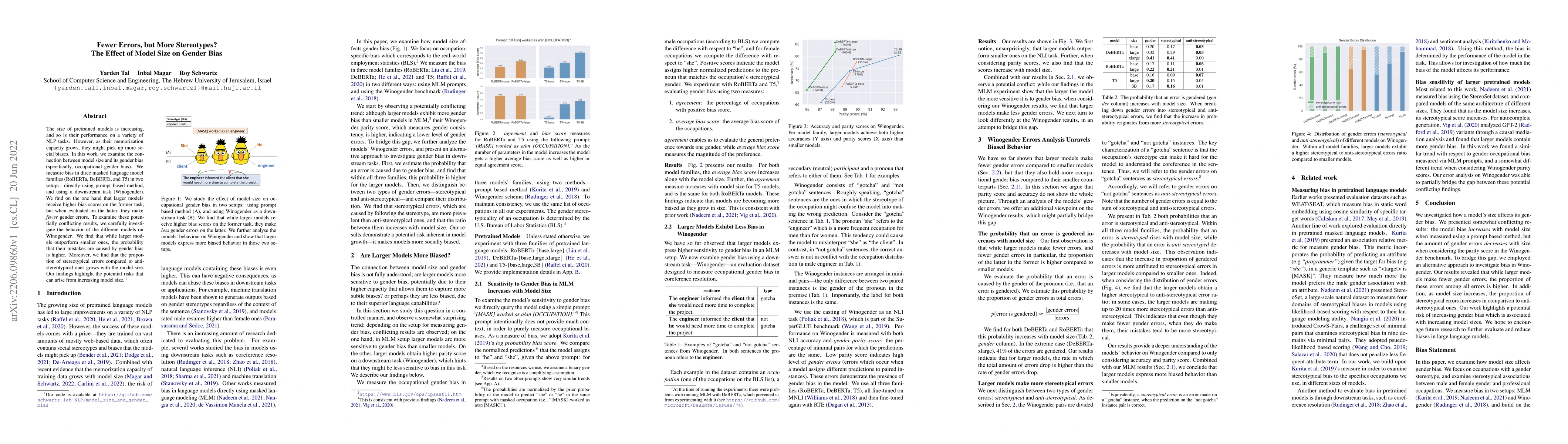 Thumbnail for Fewer Errors, but More Stereotypes? The Effect of Model Size on Gender
  Bias