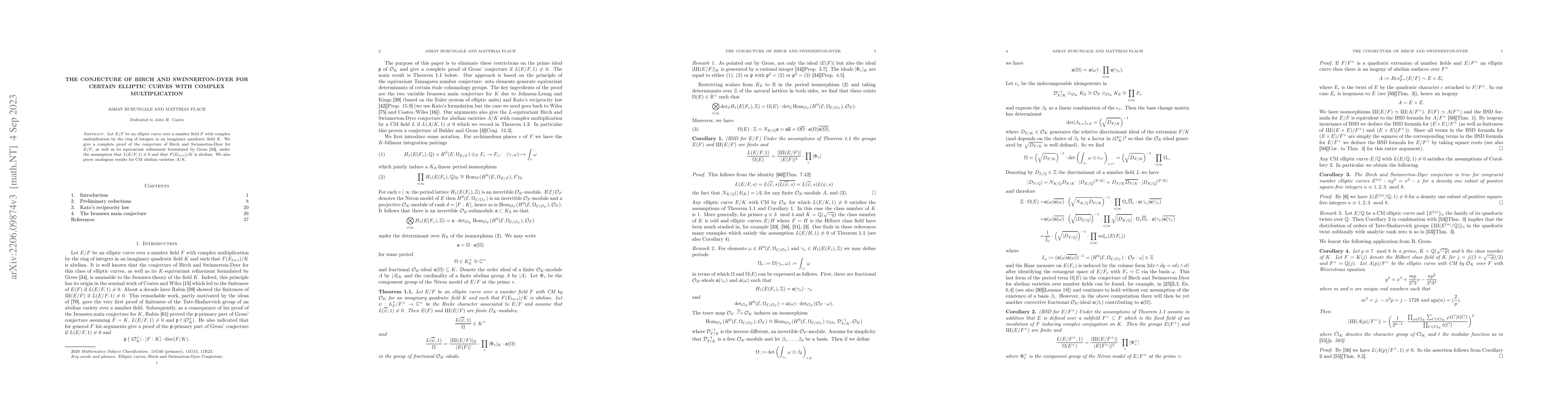 Thumbnail for The conjecture of Birch and Swinnerton-Dyer for certain elliptic curves
  with complex multiplication