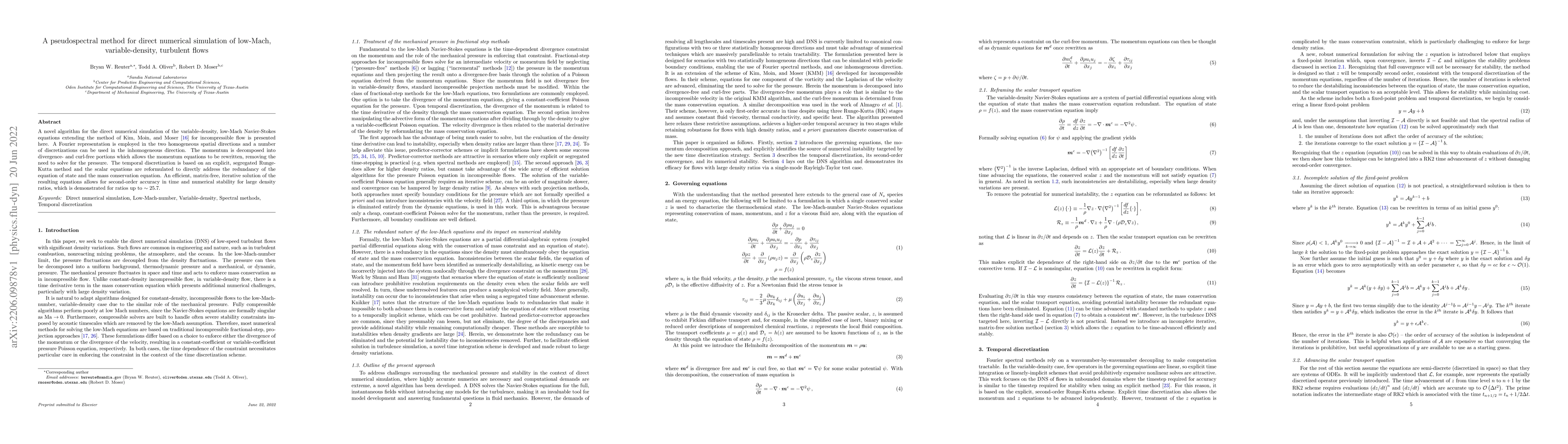 Thumbnail for A pseudospectral method for direct numerical simulation of low-Mach,
  variable-density, turbulent flows