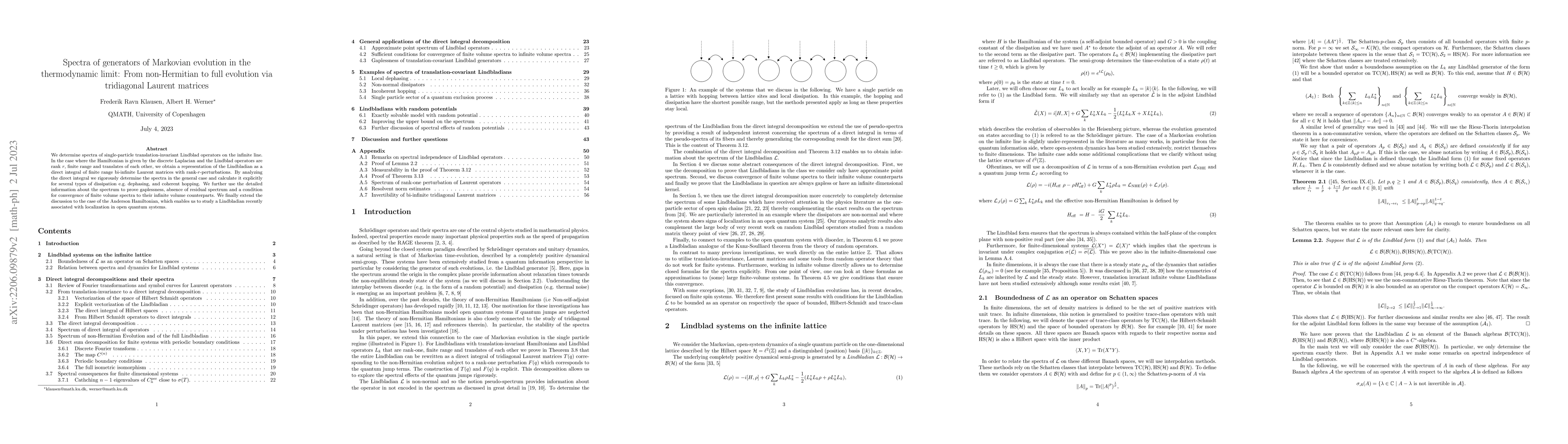 Thumbnail for Spectra of generators of Markovian evolution in the thermodynamic limit:
  From non-Hermitian to full evolution via tridiagonal Laurent matrices