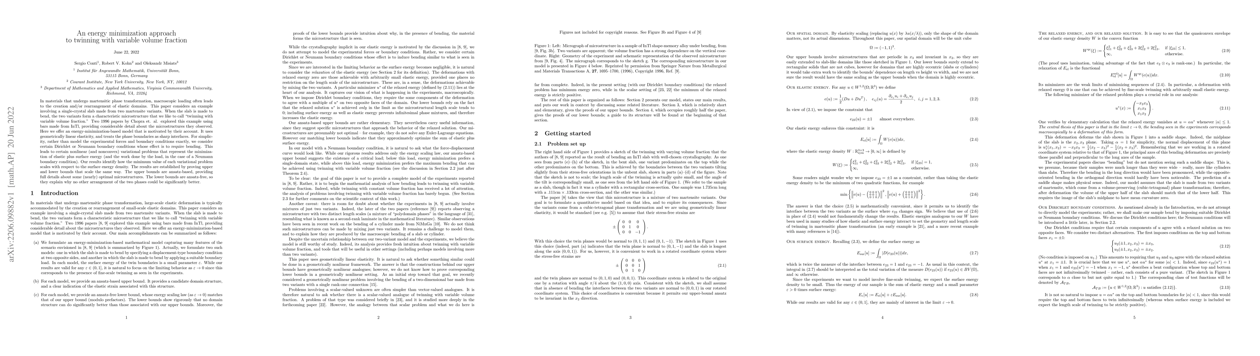 Thumbnail for An energy minimization approach to twinning with variable volume
  fraction