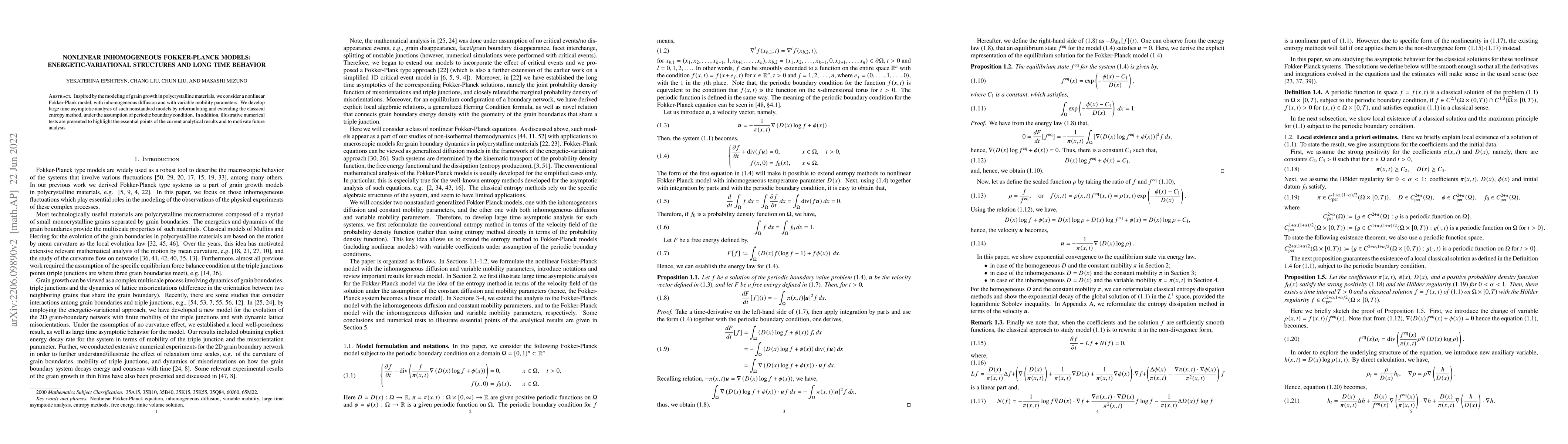 Thumbnail for Nonlinear inhomogeneous Fokker-Planck models: energetic-variational
  structures and long time behavior