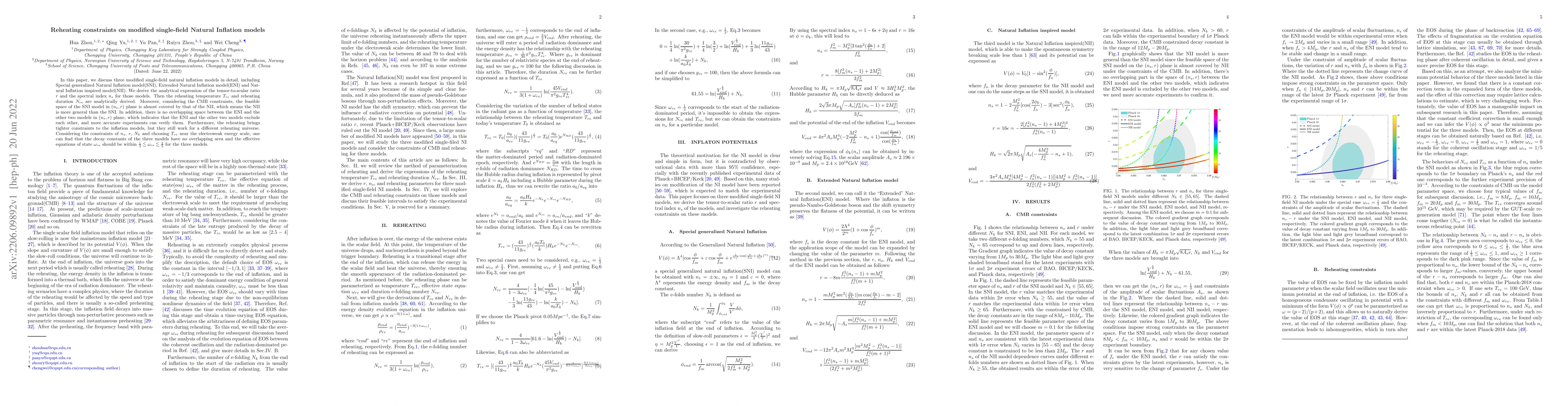 Thumbnail for Reheating constraints on modified single-field Natural Inflation models