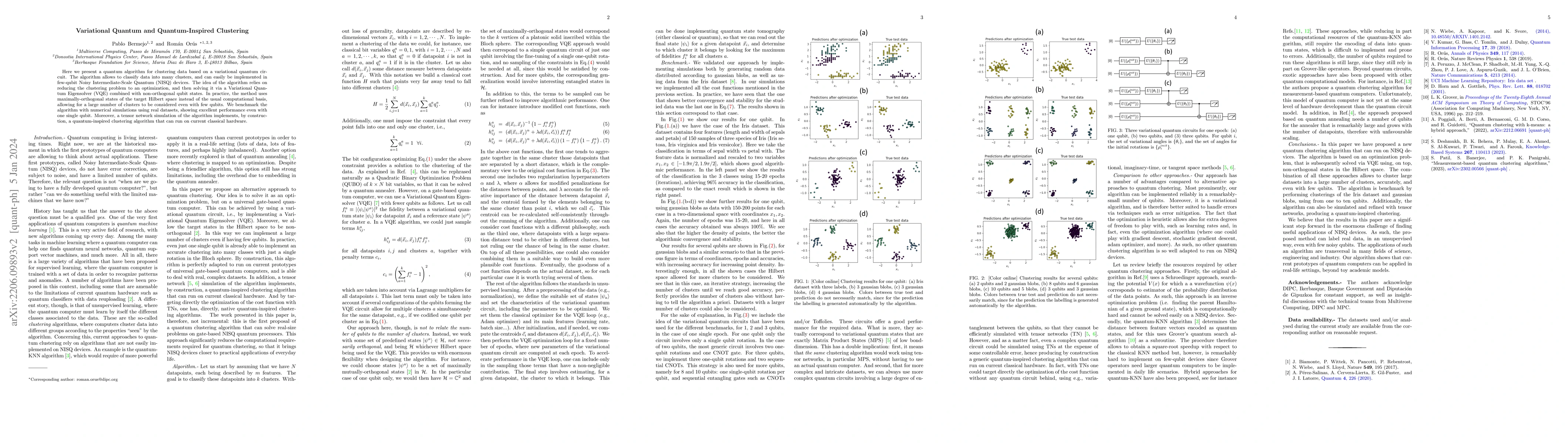 Thumbnail for Variational Quantum and Quantum-Inspired Clustering
