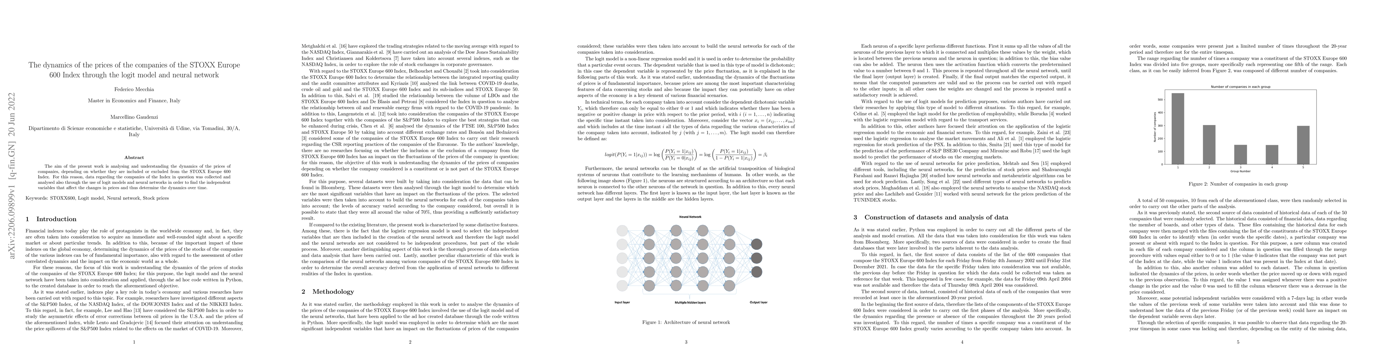 Thumbnail for The dynamics of the prices of the companies of the STOXX Europe 600
  Index through the logit model and neural network