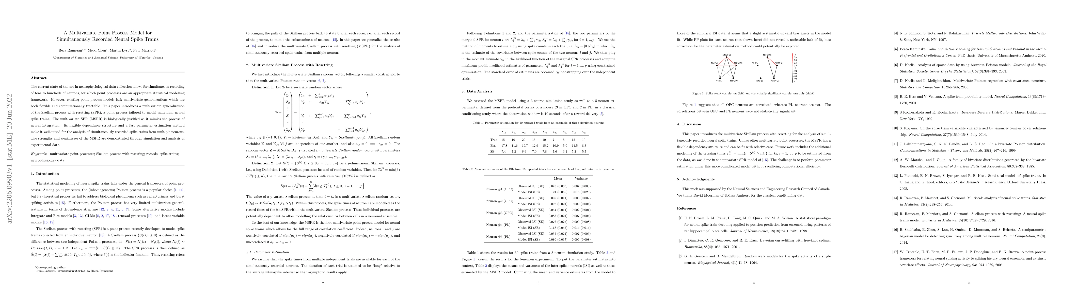 Thumbnail for A Multivariate Point Process Model for Simultaneously Recorded Neural
  Spike Trains