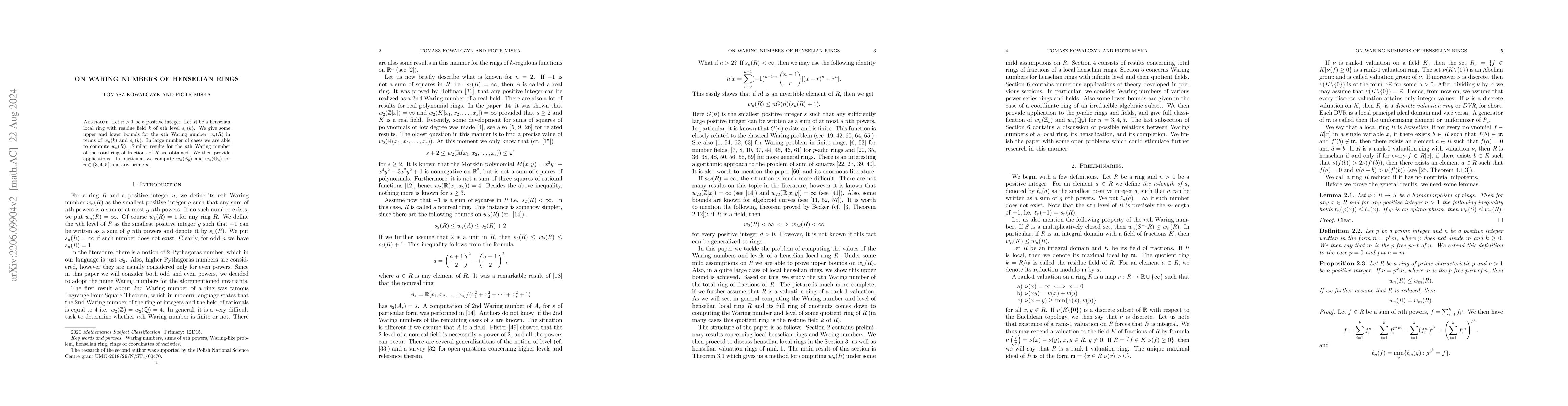 Thumbnail for On Waring numbers of henselian rings