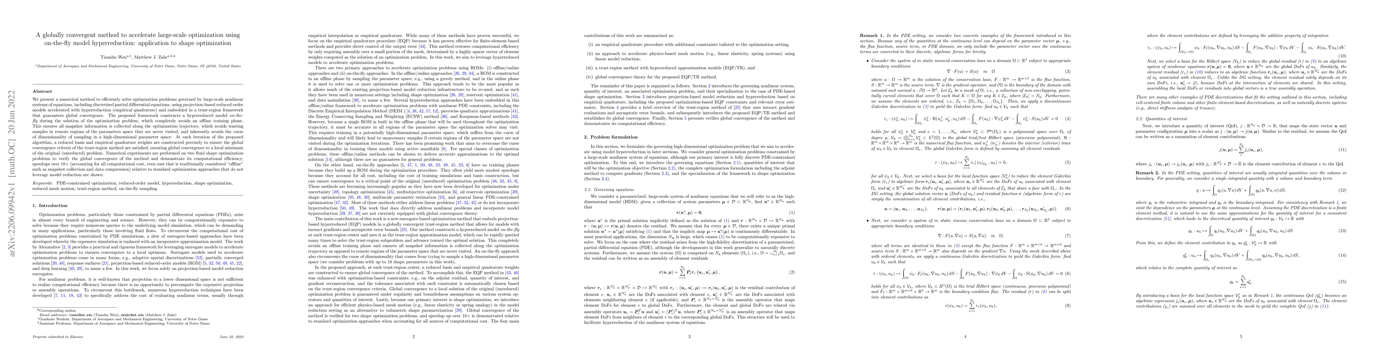 Thumbnail for A globally convergent method to accelerate large-scale optimization
  using on-the-fly model hyperreduction: application to shape optimization