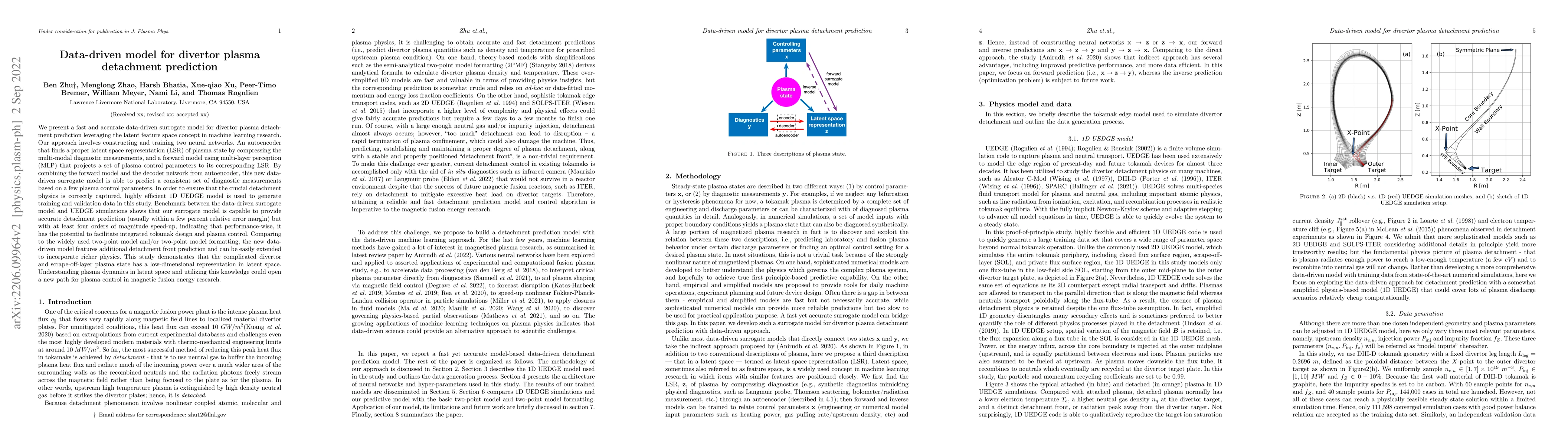 Thumbnail for Data-driven model for divertor plasma detachment prediction