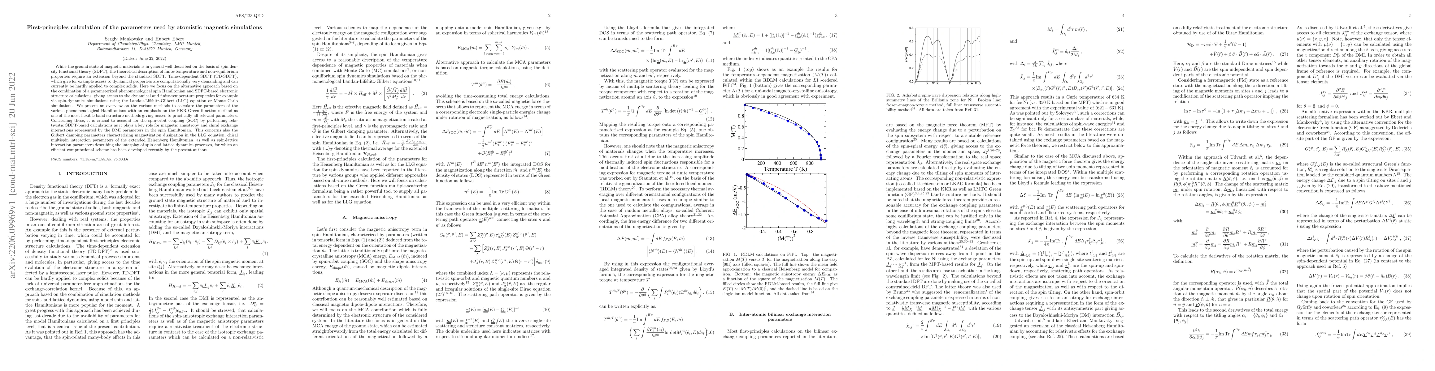 Thumbnail for First-principles calculation of the parameters used by atomistic
  magnetic simulations