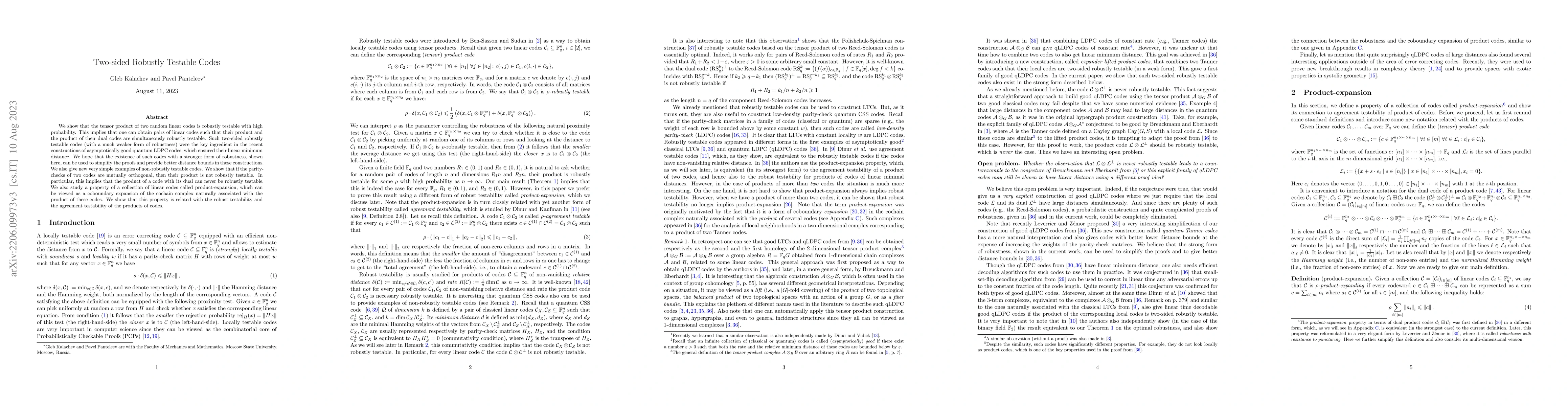 Thumbnail for Two-sided Robustly Testable Codes