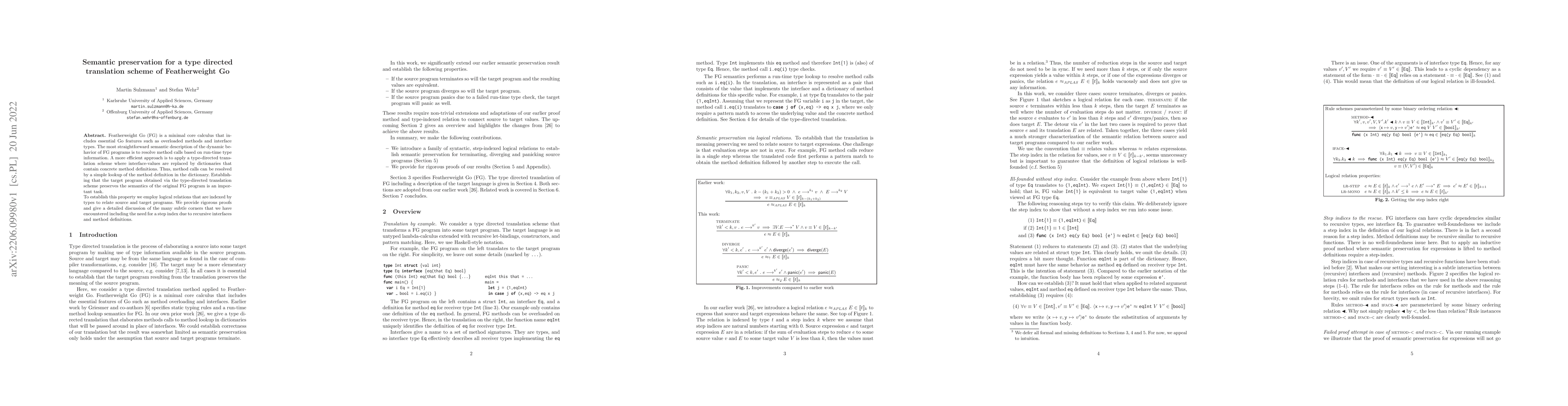 Thumbnail for Semantic preservation for a type directed translation scheme of
  Featherweight Go