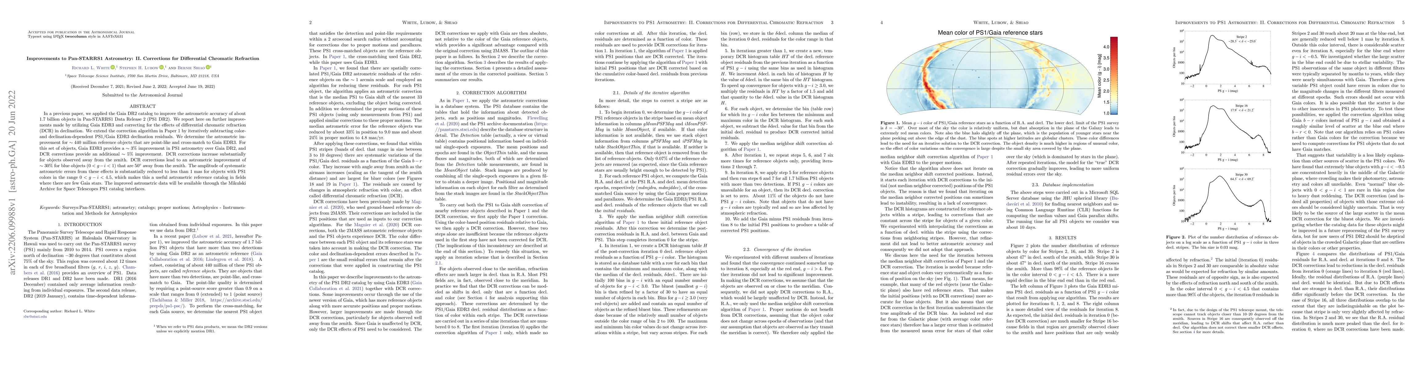 Thumbnail for Improvements to Pan-STARRS1 Astrometry: II. Corrections for Differential
  Chromatic Refraction