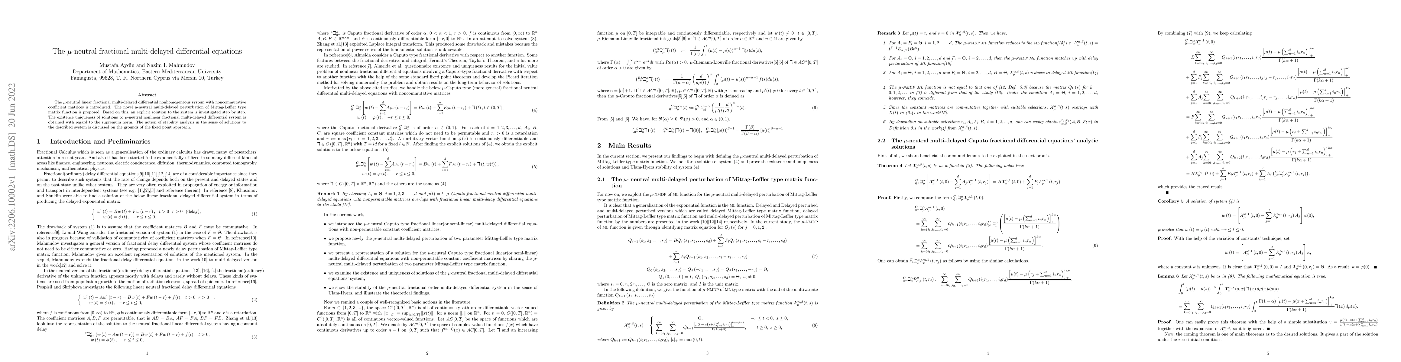 Thumbnail for The $\mu$-neutral fractional multi-delayed differential equations