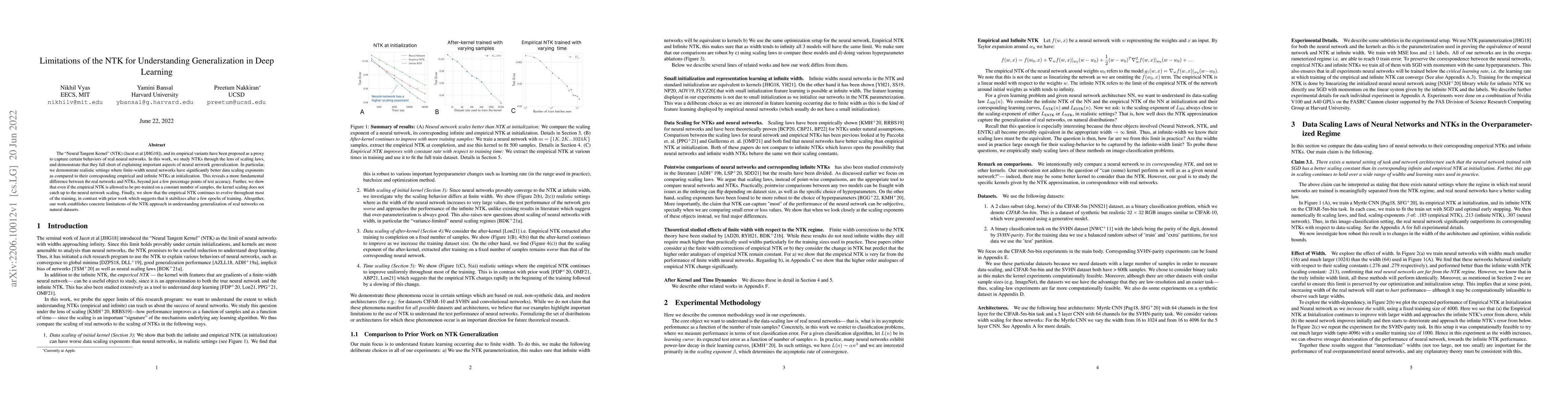 Thumbnail for Limitations of the NTK for Understanding Generalization in Deep Learning