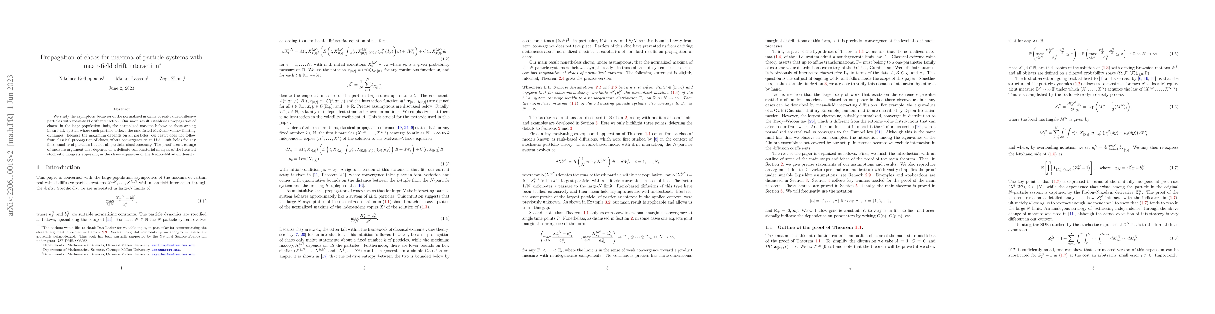 Thumbnail for Propagation of chaos for maxima of particle systems with mean-field
  drift interaction