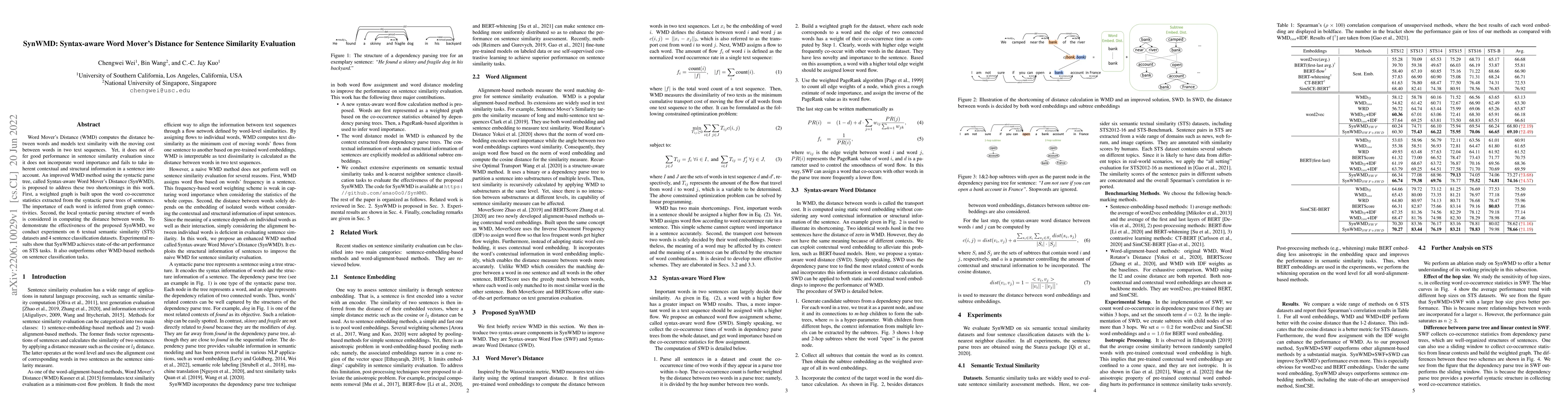 Thumbnail for SynWMD: Syntax-aware Word Mover's Distance for Sentence Similarity
  Evaluation