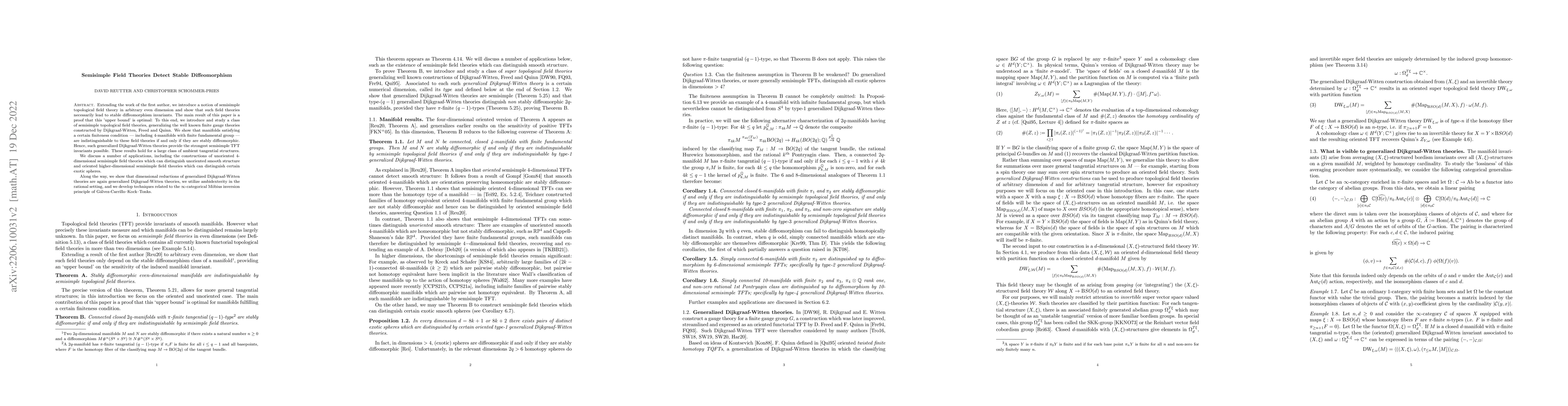 Thumbnail for Semisimple Field Theories Detect Stable Diffeomorphism