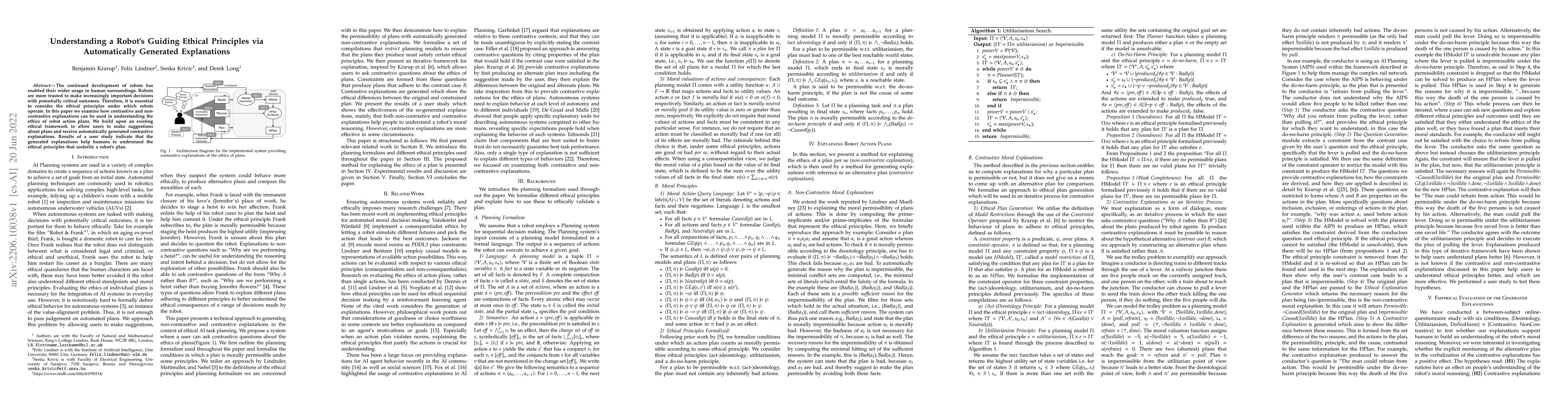 Thumbnail for Understanding a Robot's Guiding Ethical Principles via Automatically
  Generated Explanations