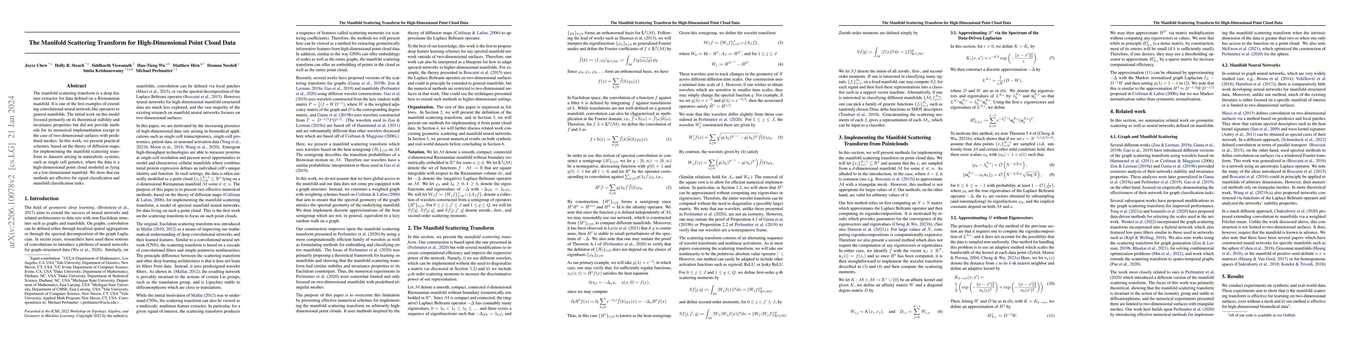 Thumbnail for The Manifold Scattering Transform for High-Dimensional Point Cloud Data