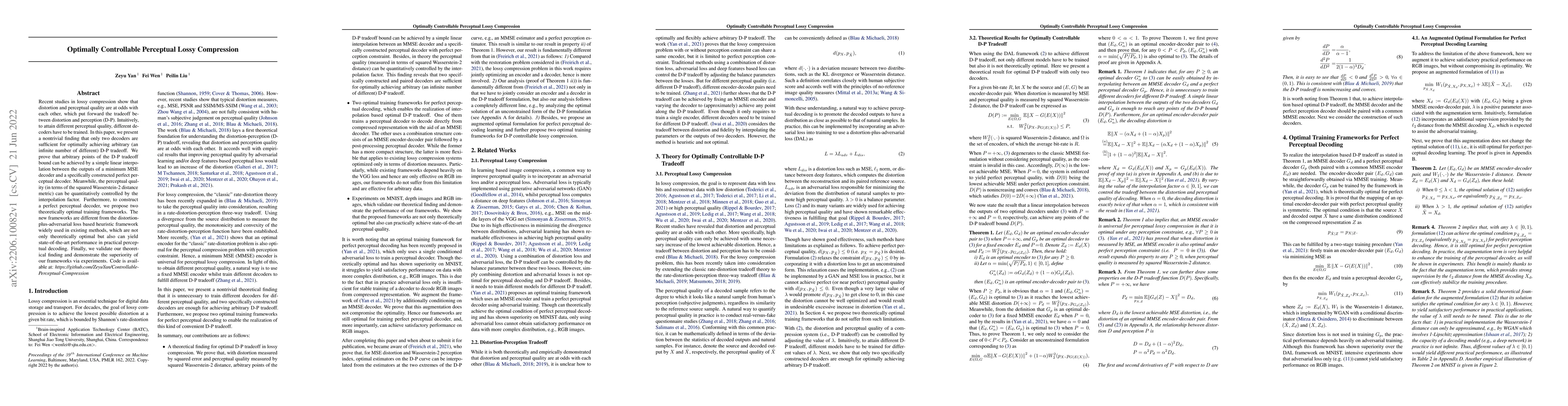Thumbnail for Optimally Controllable Perceptual Lossy Compression