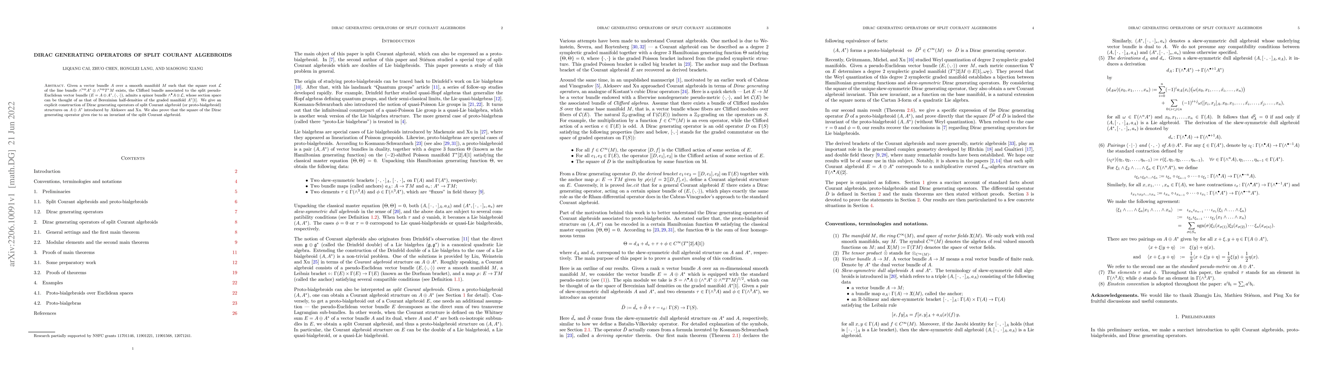 Thumbnail for Dirac generating operators of split Courant algebroids