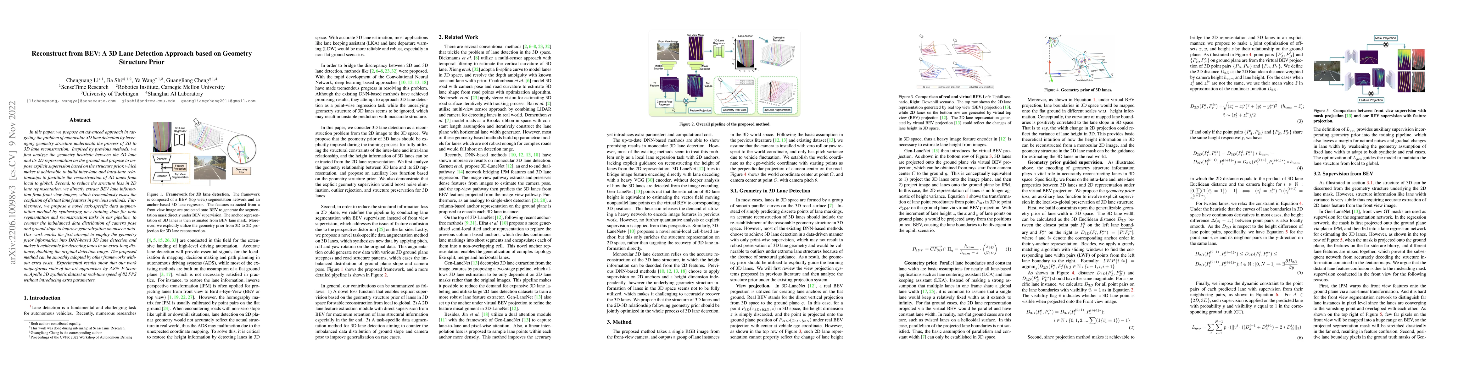 Thumbnail for Reconstruct from BEV: A 3D Lane Detection Approach based on Geometry
  Structure Prior