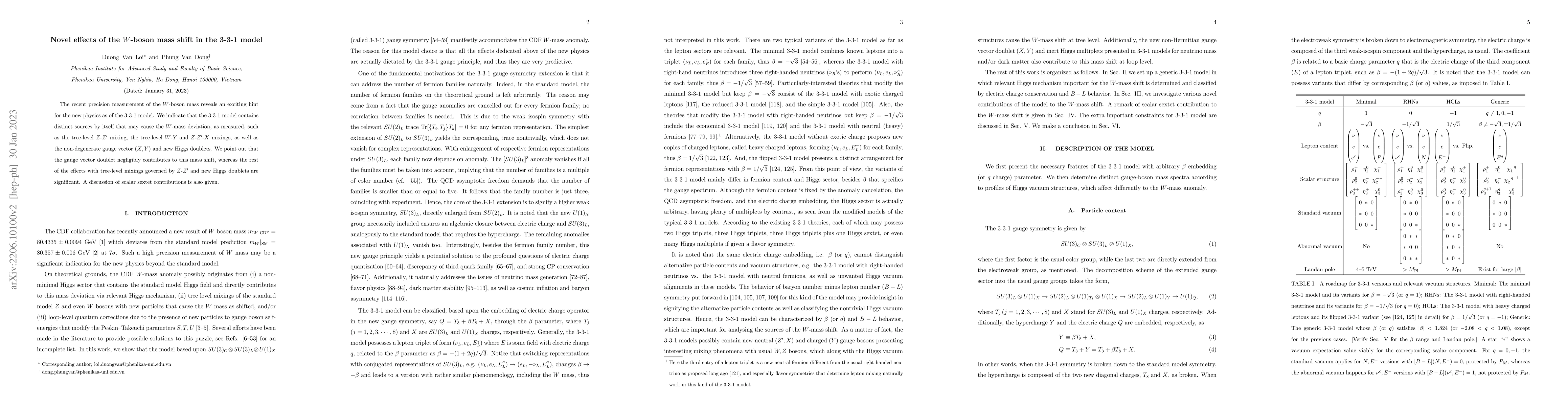 Thumbnail for Novel effects of the $W$-boson mass shift in the 3-3-1 model