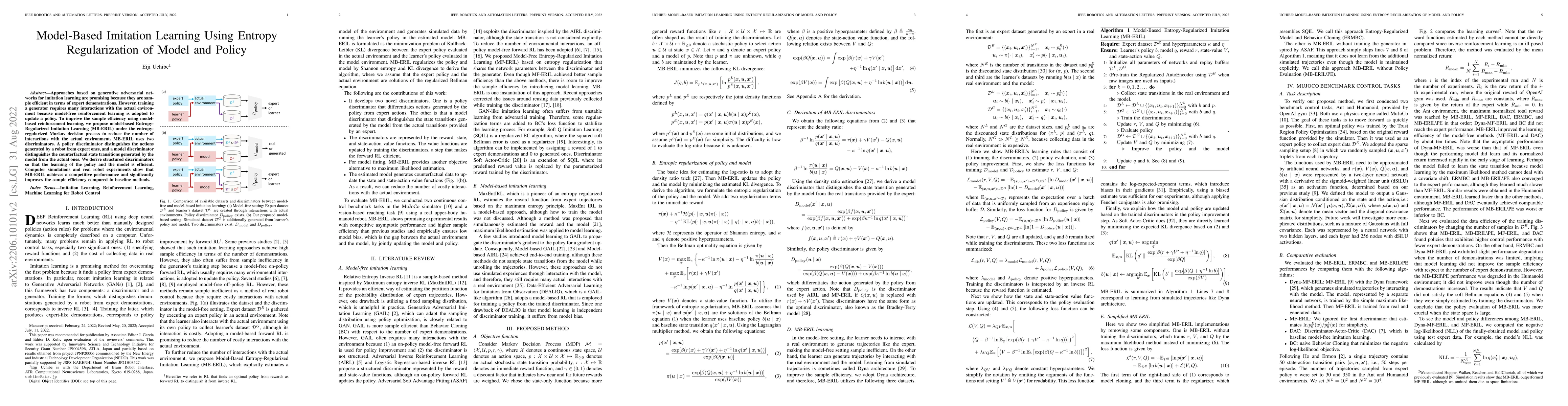 Thumbnail for Model-Based Imitation Learning Using Entropy Regularization of Model and
  Policy