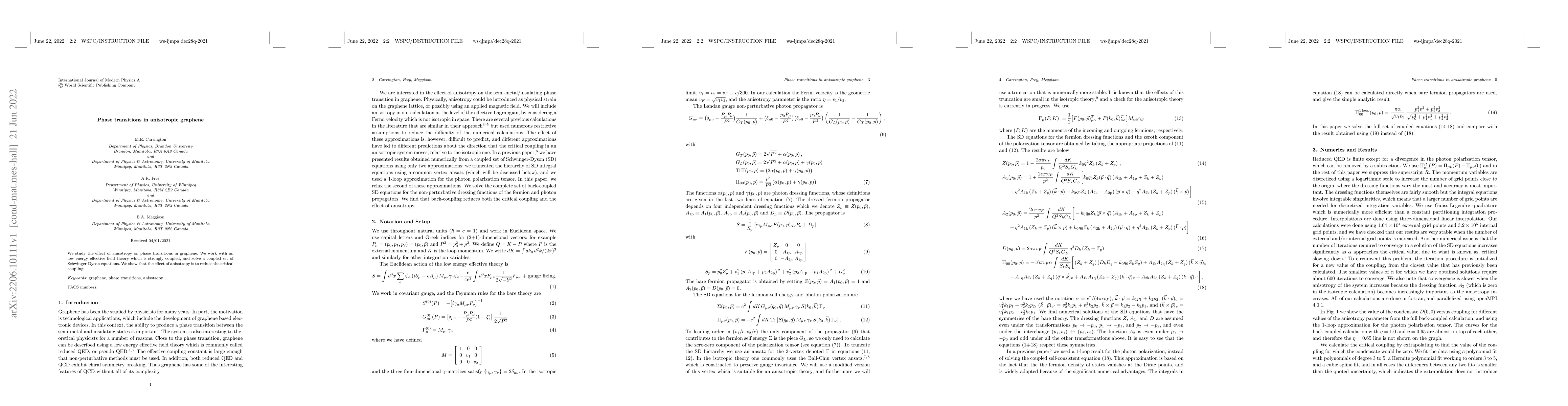 Thumbnail for Phase transitions in anisotropic graphene