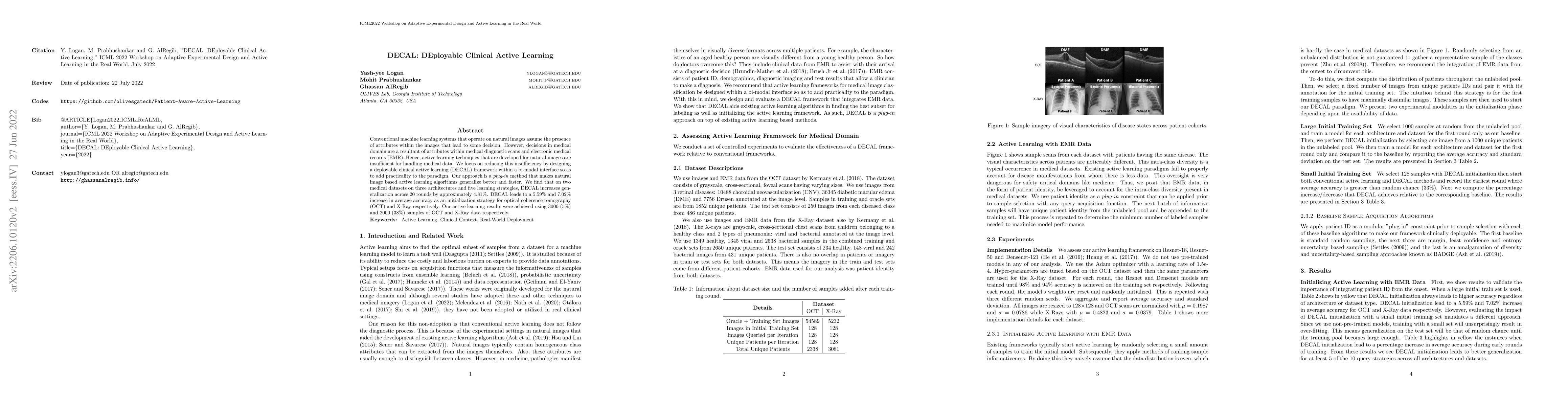 Thumbnail for DECAL: DEployable Clinical Active Learning