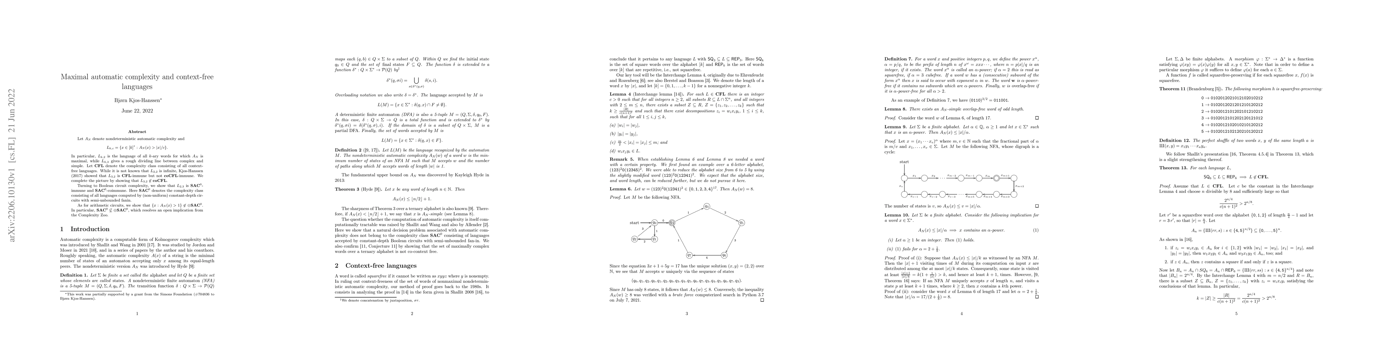 Thumbnail for Maximal automatic complexity and context-free languages