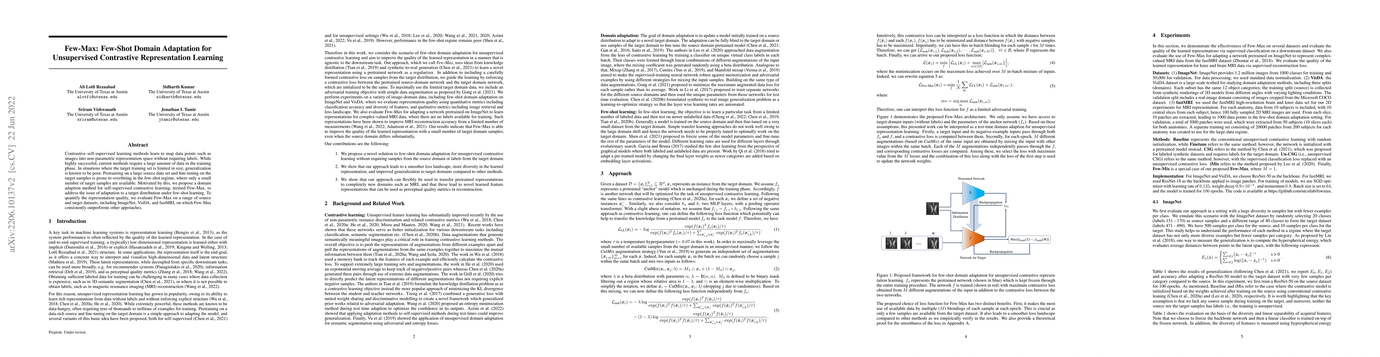 Thumbnail for Few-Max: Few-Shot Domain Adaptation for Unsupervised Contrastive
  Representation Learning