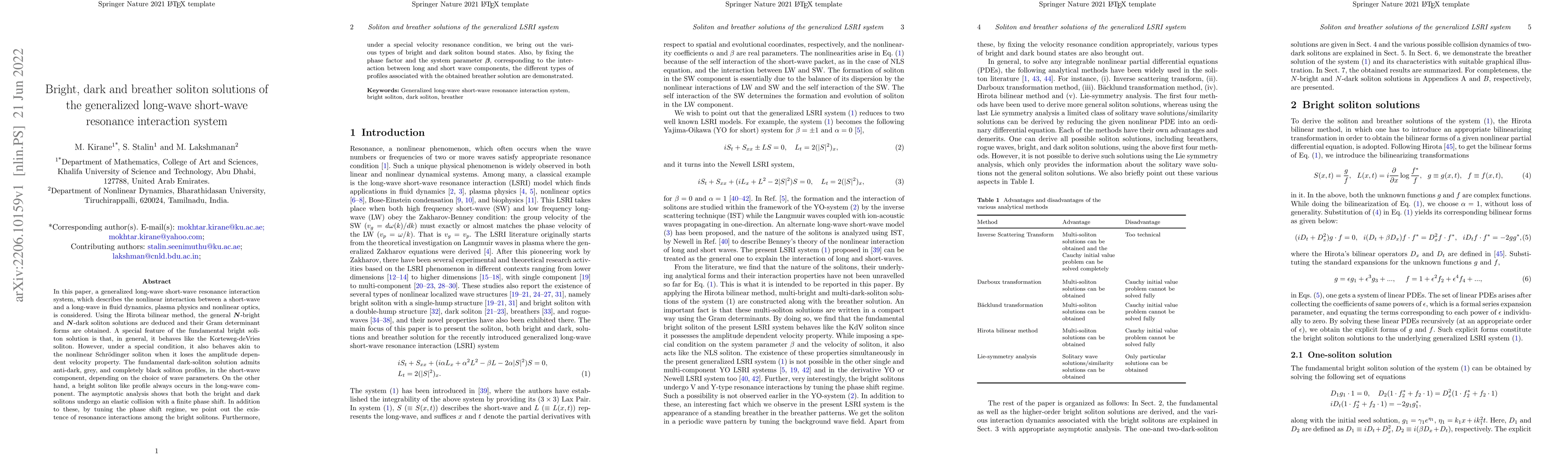 Thumbnail for Bright, dark and breather soliton solutions of the generalized long-wave
  short-wave resonance interaction system