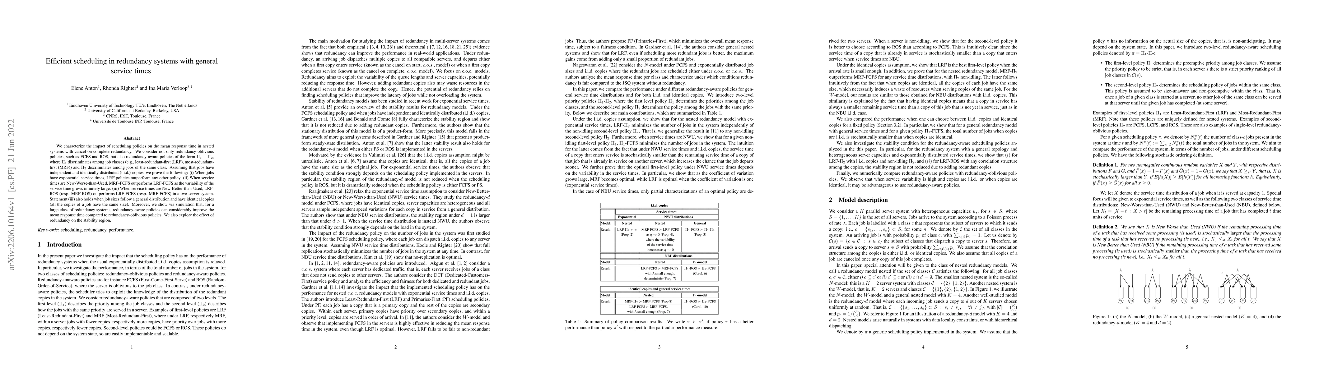 Thumbnail for Efficient scheduling in redundancy systems with general service times