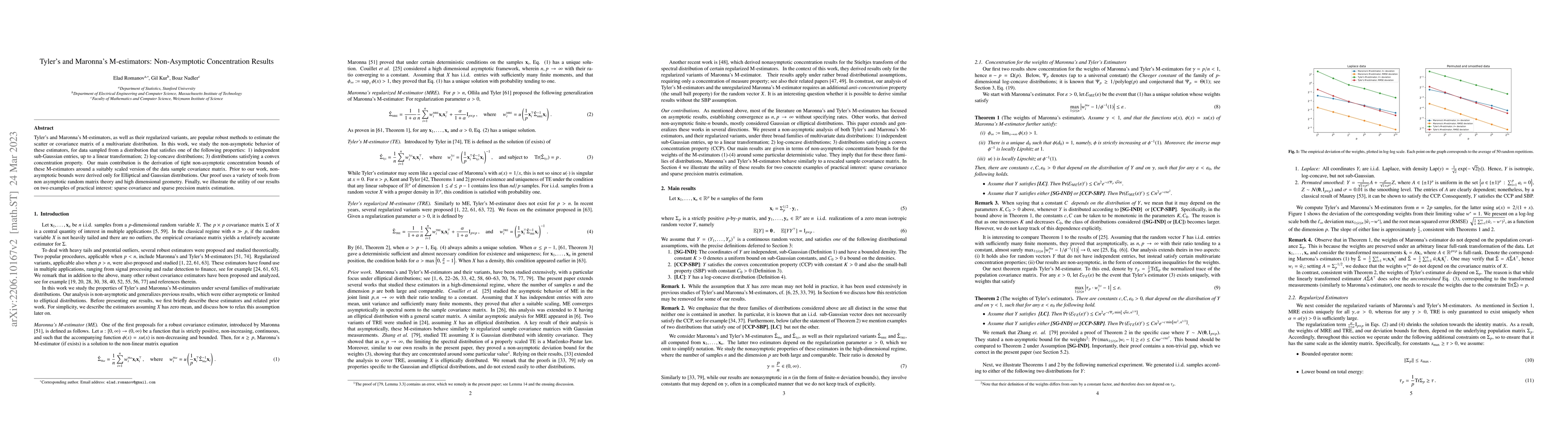 Thumbnail for Tyler's and Maronna's M-estimators: Non-Asymptotic Concentration Results