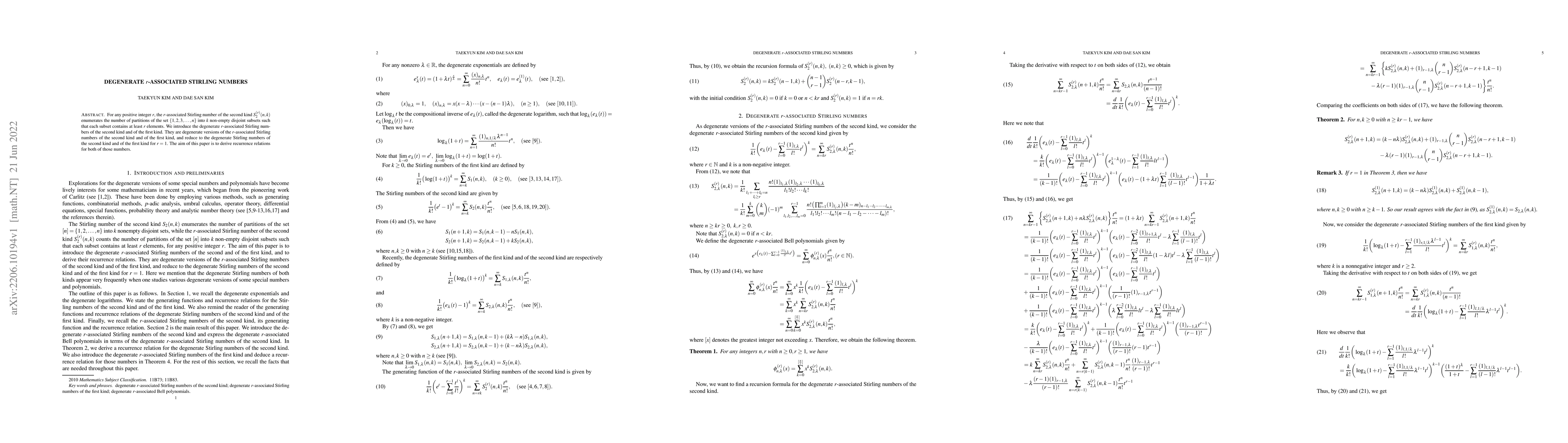 Thumbnail for Degenerate r-associated Stirling numbers