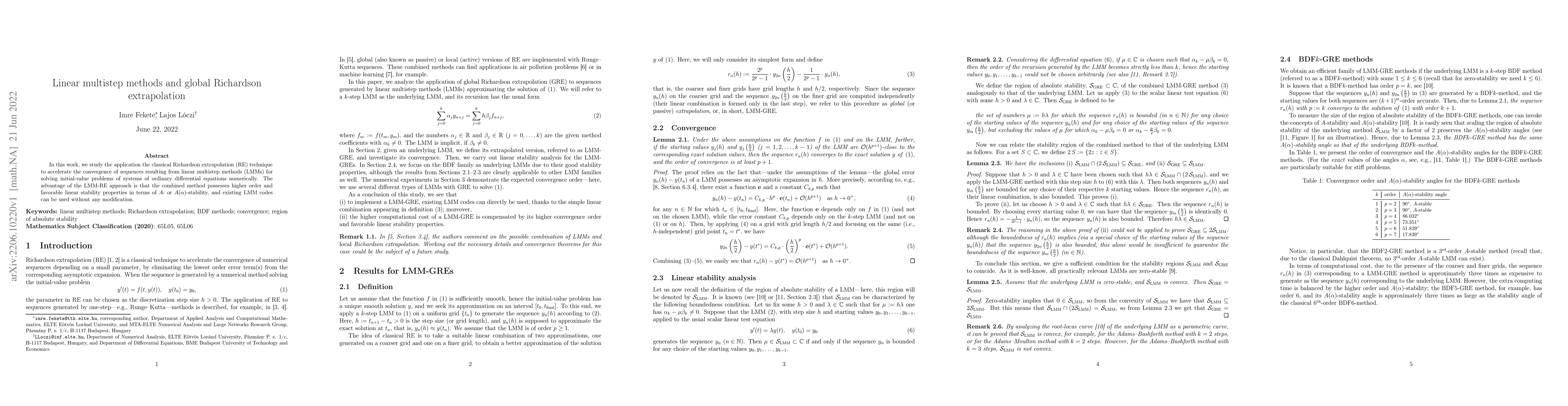 Thumbnail for Linear multistep methods and global Richardson extrapolation