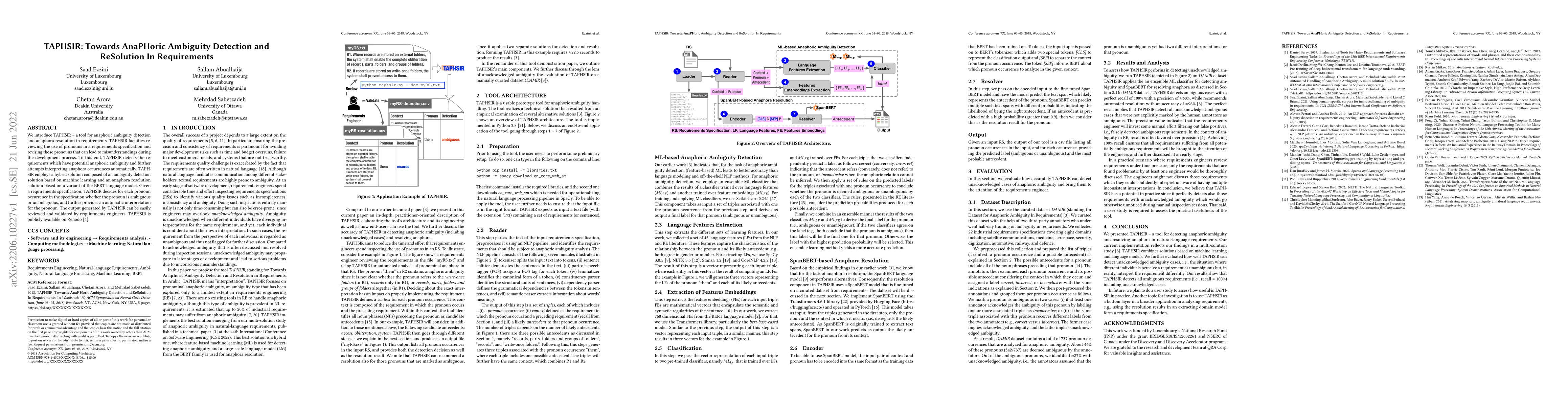 Thumbnail for TAPHSIR: Towards AnaPHoric Ambiguity Detection and ReSolution In
  Requirements
