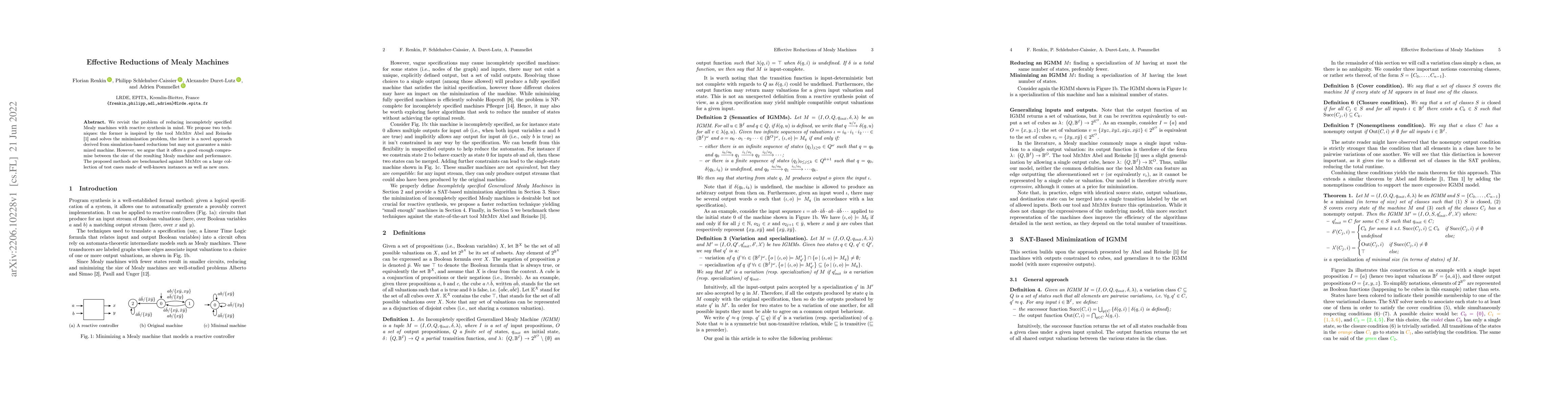 Thumbnail for Effective Reductions of Mealy Machines