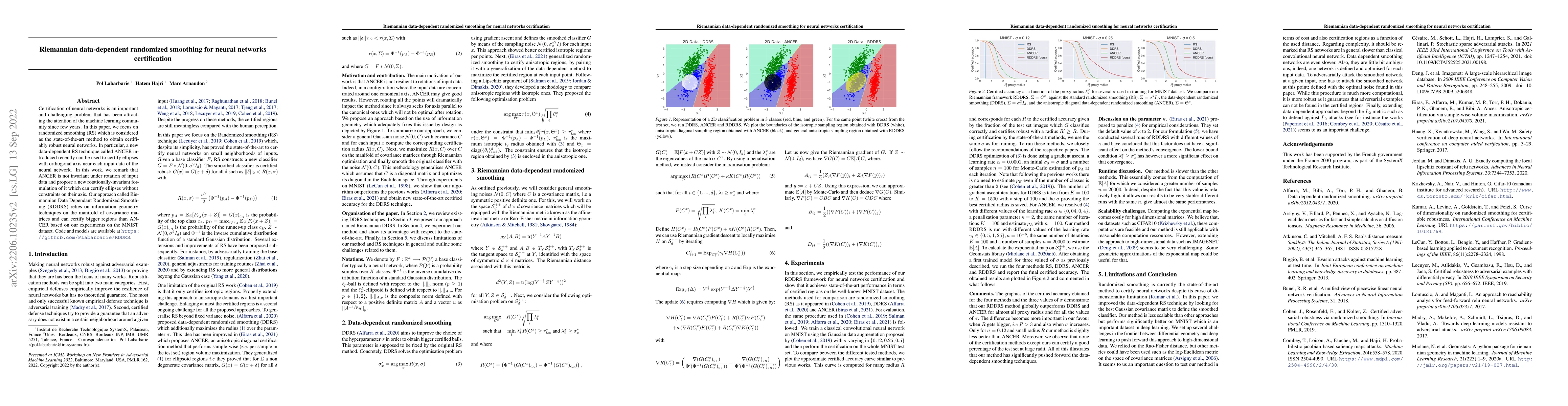 Thumbnail for Riemannian data-dependent randomized smoothing for neural networks
  certification