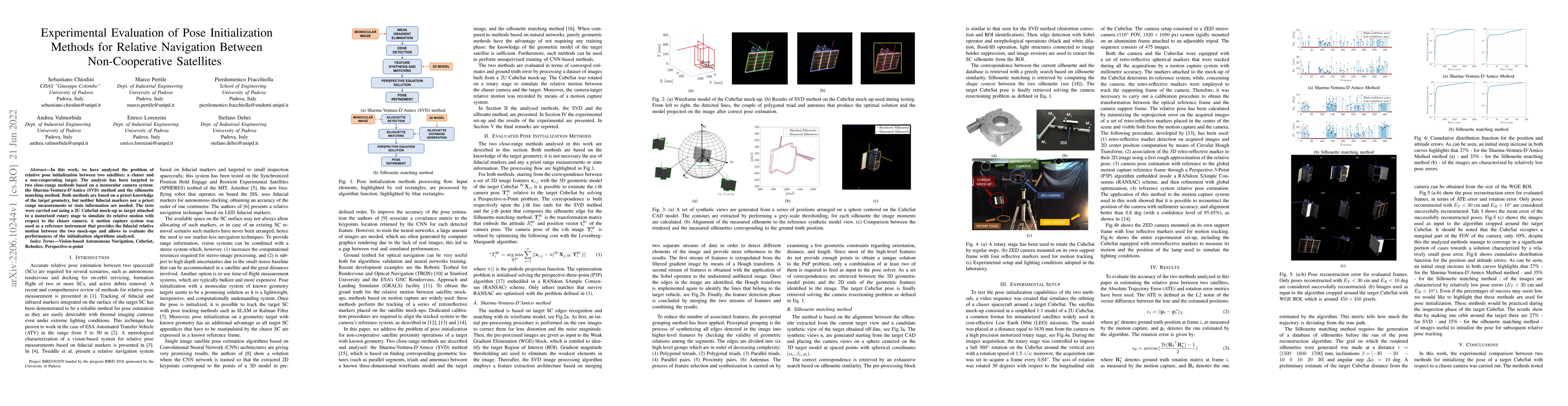 Thumbnail for Experimental Evaluation of Pose Initialization Methods for Relative
  Navigation Between Non-Cooperative Satellites