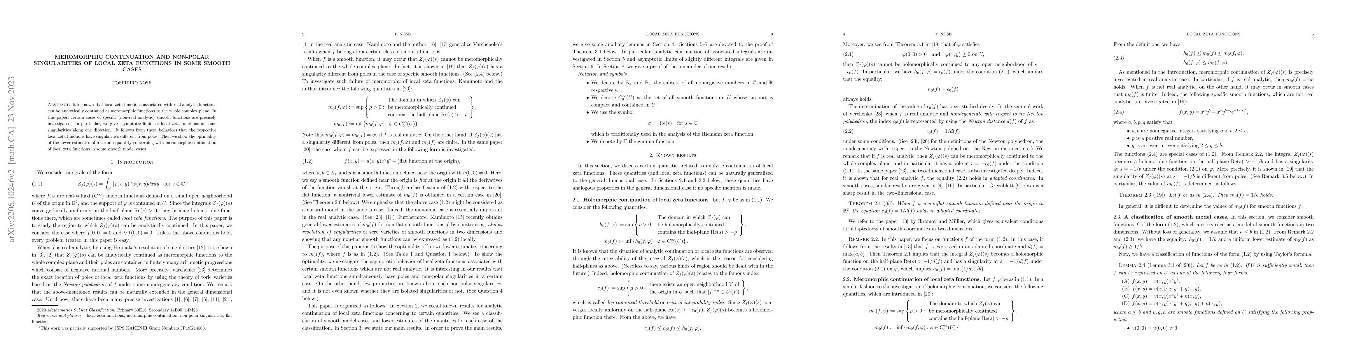 Thumbnail for Meromorphic continuation and non-polar singularities of local zeta
  functions in some smooth cases