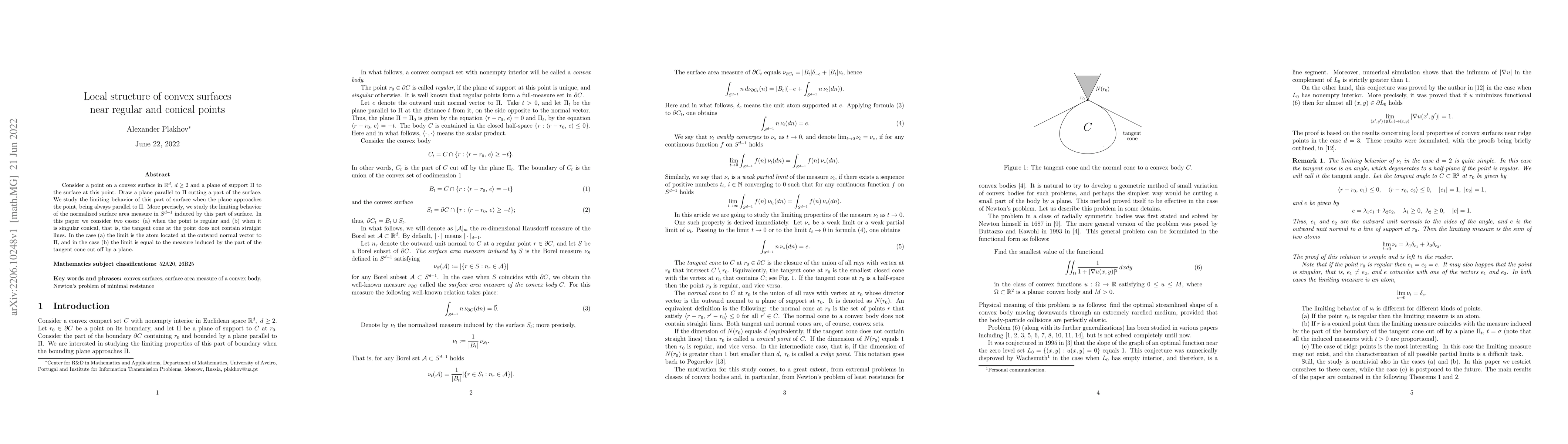Thumbnail for Local structure of convex surfaces near regular and conical points