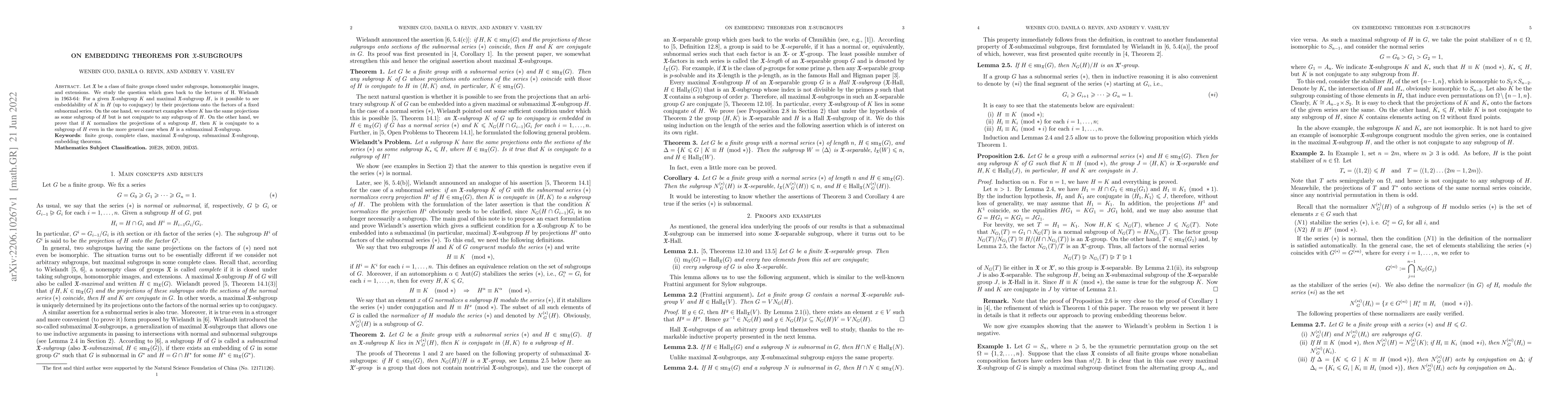 Thumbnail for On embedding theorems for $\mathfrak{X}$-subgroups